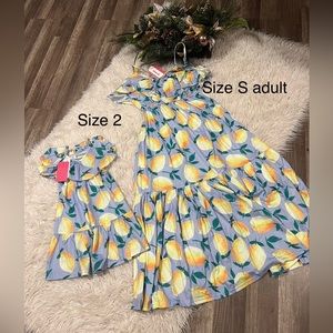 Patpat lemon spring dress, daughter and mom set, size 2yrs and Small in adult